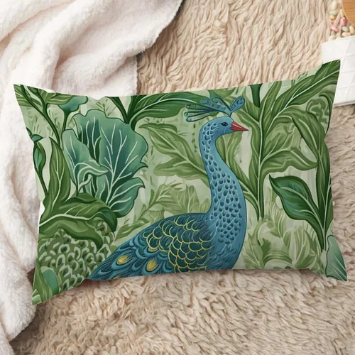 Miniatura 10 de ArogGeld Funda de cojín lumbar asiática de estilo chinoiserie, de lino marrón, pájaro y flor, funda de almohada asiática para sala de estar, A-6
