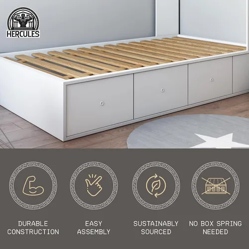 Miniatura 3 de Hercules Xtreme - Láminas de soporte para cama, tablero de pino macizo resistente, tamaño individual