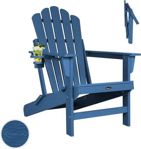 Miniatura 25 de FUNBERRY Juego de 6 sillas plegables Adirondack para todo tipo de clima, sillas para hogueras de polietileno de alta densidad con portavasos