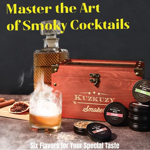 Miniatura 6 de Kit para ahumar cócteles - Kit ahumador para whisky con pistola ahumadora, caja ahumadora, astillas de madera de 6 sabores con piedras para whisky