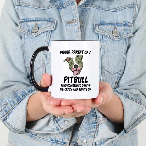 Miniatura 4 de Casitika Taza Pitbull. Taza de café Pit Bull Dad de 11 onzas. Orgulloso padre de un perro Pitbull que a veces me vuelve loco y eso está bien. Regalo
