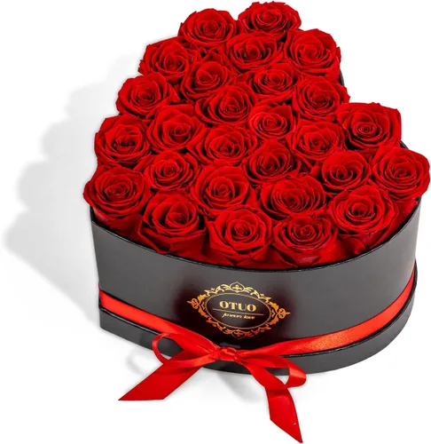 Miniatura 10 de 16 rosas preservadas en caja en forma de corazón, flores para entrega Prime que duran hasta 2 años, flores reales eternas para esposa, novia, madre