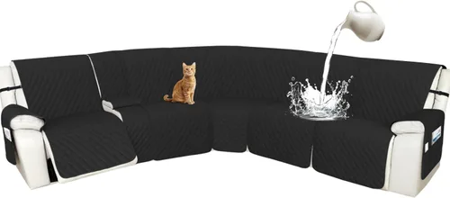 Miniatura 104 de Arfntevss Fundas de sofá modular reclinable, 100% impermeable, en forma de L, para sillón reclinable en forma de L, funda seccional lavable