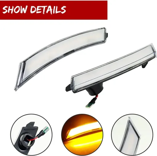 Miniatura 4 de Faros Laterales Delanteros LED de Lente Clara y Ámbar Compatibles con 2006-2010 Pontiac Solstice, 2007-2010 Saturn Sky