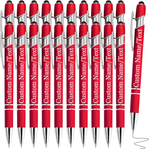Miniatura 19 de Bolígrafos personalizados con nombre, paquete de 10 bolígrafos personalizados a granel, bolígrafo de tinta negra grabada con punta de lápiz óptico