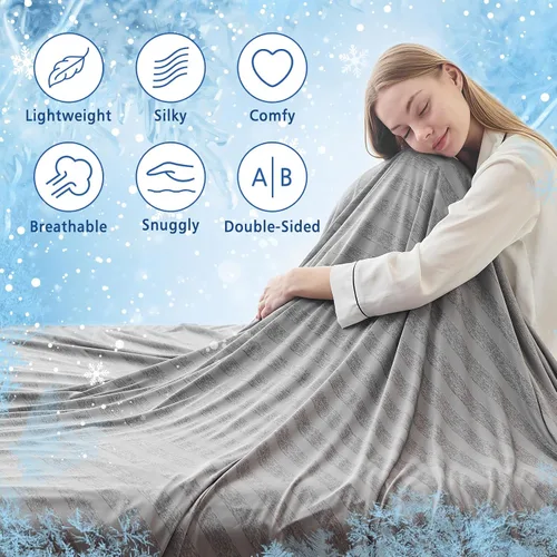 Miniatura 5 de EMME Manta Refrescante, Manta de Verano Delgada y Liviana para Sofá, Mantas Frías para Cama para Personas que Duermen con Calor, Doble Cara
