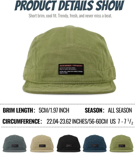 Miniatura 3 de Croogo Gorra de béisbol de ala corta de 5 paneles, gorras de camionero suaves, gorras de cadete de billetes cortos, gorras casuales de árbitro