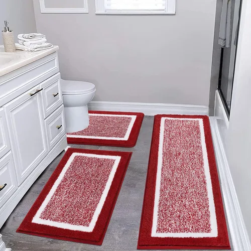 Miniatura 35 de Pauwer Juego de baño, alfombras de baño antideslizantes, alfombras de ducha absorbentes para suelo de baño, bañera y ducha, color azul aguamarina