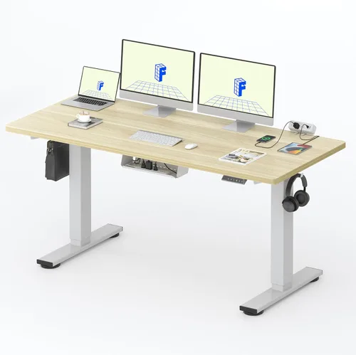 Miniatura 37 de FLEXISPOT EN2 Escritorio de pie de una pieza completa con regleta de alimentación de abrazadera, escritorio eléctrico de altura ajustable de 40 x 24