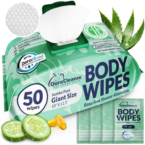 Miniatura 14 de DuraCleanse - Toallitas de limpieza corporal sin enjuague para adultos, extragruesas y desechables para incontinencia y campamento, 100 toallitas XL