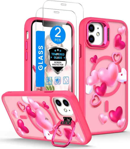 Miniatura 15 de Dretal Magnético para iPhone 11 Pro, Funda Floral, Protector de Pantalla, Anillo de Lente Integrado, Soporte, Protección de Grado Militar, Funda
