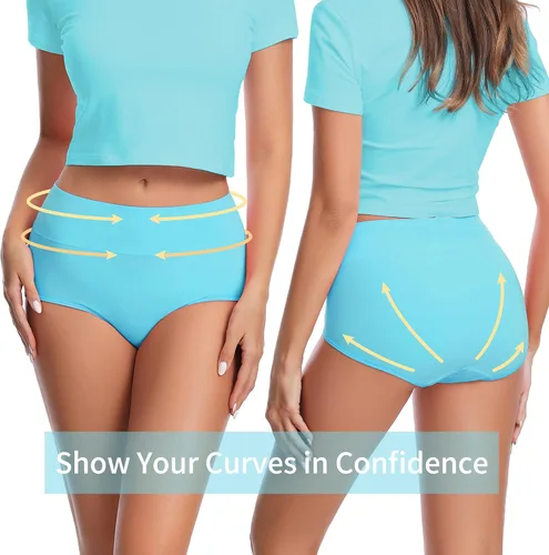 Miniatura 5 de CAILECOTTON Ropa interior de algodón para mujer, bragas de cintura alta, cobertura completa, bragas para mujer