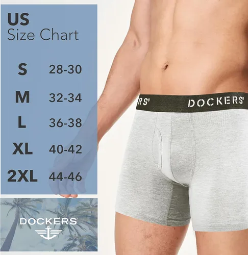 Miniatura 6 de Dockers Calzoncillos tipo bóxer elásticos de algodón para hombre, paquete de 4