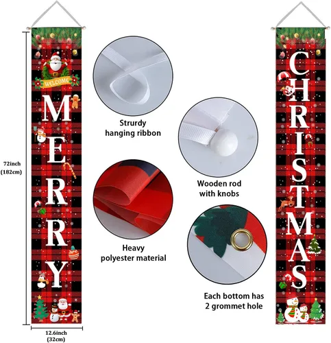 Miniatura 3 de Cartel de Navidad para porche, cartel colgante de Navidad, decoraciones colgantes de Navidad para decoración del hogar al aire libre (2)