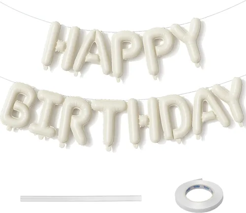 Miniatura 28 de Cartel plateado de feliz cumpleaños – Globos de letras de papel de aluminio de Mylar de 16 pulgadas con cinta, globos autoinflables para mujeres