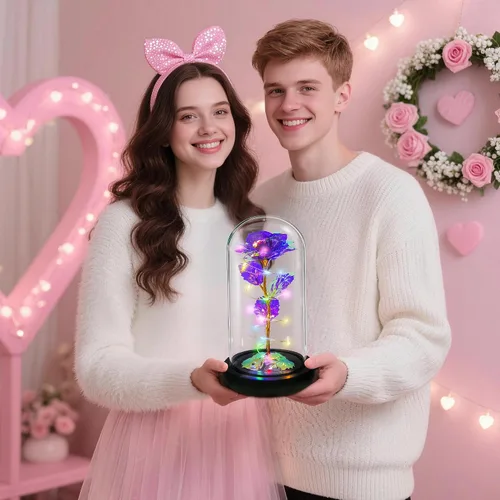 Miniatura 8 de Childom Regalos para el día de la madre para mamá, regalos de cumpleaños para mujeres, abuela, flores para entrega, rosa colorida púrpura iluminada