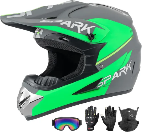 Miniatura 18 de Casco de motocross juvenil para niños, aprobado por el DOT, equipo de seguridad de cara completa para bicicleta de montaña, ATV, motocross