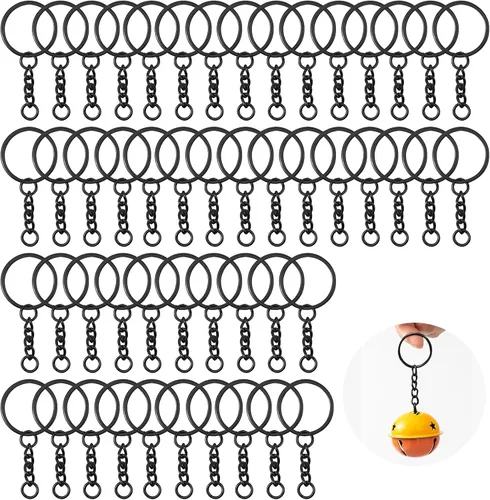 Llavero con cadena, 50 llaveros con cadena y salto abierto, piezas de llavero de metal de 1 pulgada para resina, suministros de manualidades y
