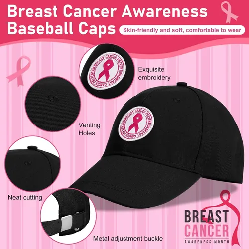 Miniatura 6 de 24 sombreros de concientización sobre el cáncer de mama, gorras de béisbol de cinta rosa a granel, gorra de béisbol ajustable, sombrero de algodón
