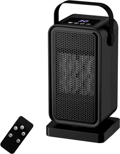 Miniatura 8 de Calentador de espacio pequeño para uso en interiores, calentador de escritorio portátil de calentamiento rápido, modos de alimentación duales, Negro