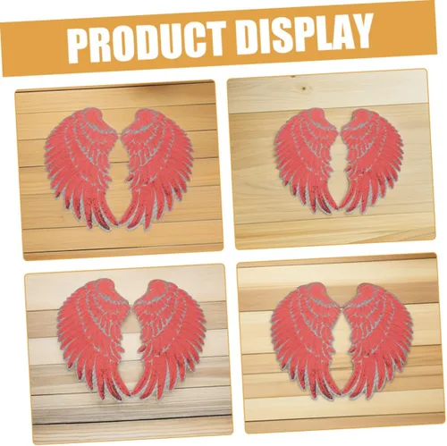 Miniatura 8 de Red Embroidered Sequin Angel Wings Patches 2 Pairs Iron-on Adhesive Backing Appliques for Clothing Backpacks Jackets DIY Craft Party Decorations