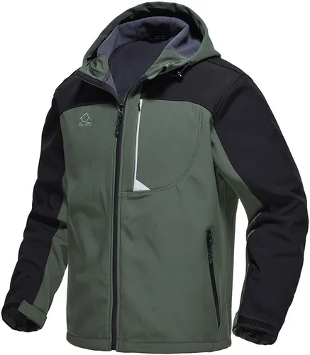 Miniatura 16 de Gopune Chaqueta Ligera de Carcasa Suave para Hombre con Forro Polar Impermeable con Capucha para Senderismo Chaqueta de Invierno