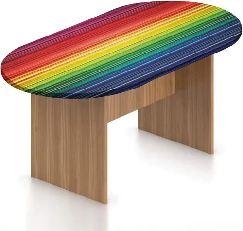 Miniatura 23 de XISUNYA Mantel ovalado ajustable de poliéster elástico, mantel colorido con estampado de zigzag cheurón, para feliz día de Navidad, se adapta a