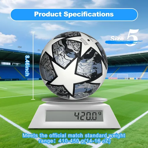 Miniatura 3 de Soccer Ball Size 5,Waterproof PU Leather,Official Match Ball