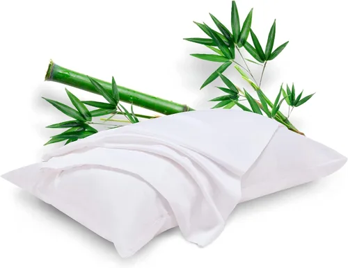 SLEEP ZONE Juego de 2 fundas de almohada tamaño King, rayón derivado de bambú, color blanco, fundas de almohada suaves y transpirables con cierre de