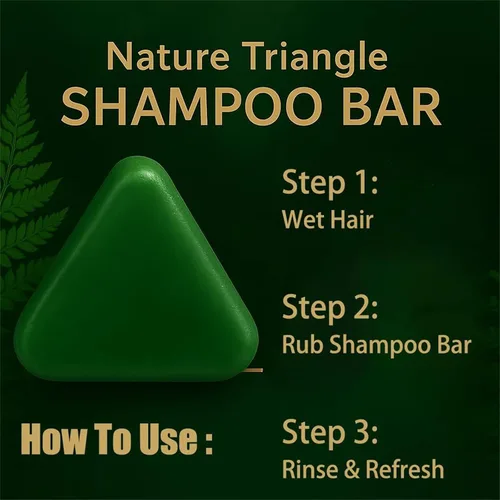 Miniatura 7 de Nature Triangle - Barra de champú sólido de hoja de ciprés natural, hierba de usman hierba, natural de siete hierbas verdes para el cuidado del 1