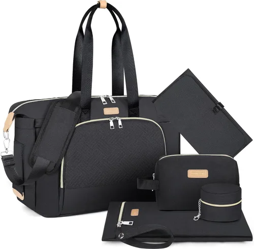 ITIEZY Bolsa de pañales tipo tote para bebé - Bolsa grande para mamá con cambiador portátil, estuche para chupete, bolsas de hospital, bolsa de