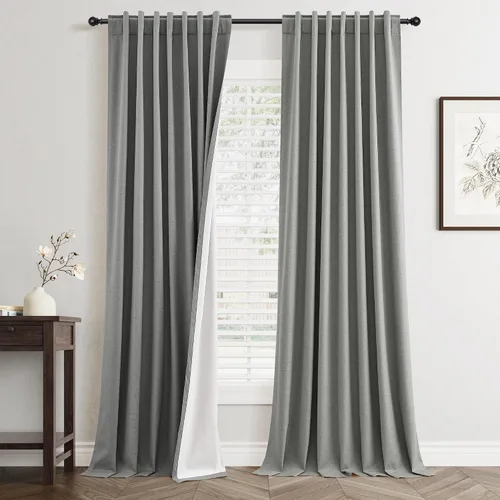 Miniatura 27 de Cortinas Opacas de Lino Beige Blanco de 84 Pulgadas de Largo, Juego de 2 Paneles para Sala de Estar y Dormitorio, Térmicas con Reducción de Ruido