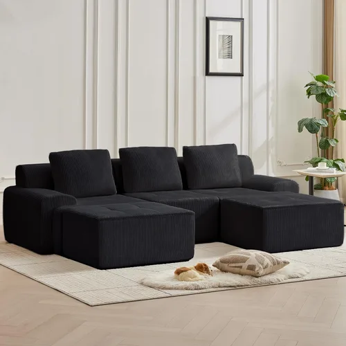 Miniatura 27 de Modular Sectional Sofa with Movable Ottoman, 1 Seat Deep Seat Couch with 1 Pillow, Comfy Cloud Sectional Sofa for Living Room, Bedroom and Apartment