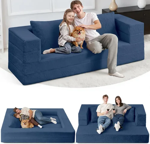 Miniatura 27 de Cama humana gigante para perro, cama 3 en 1 para perro de tamaño humano con funda de piel sintética lavable, cama grande plegable humana para Blanco