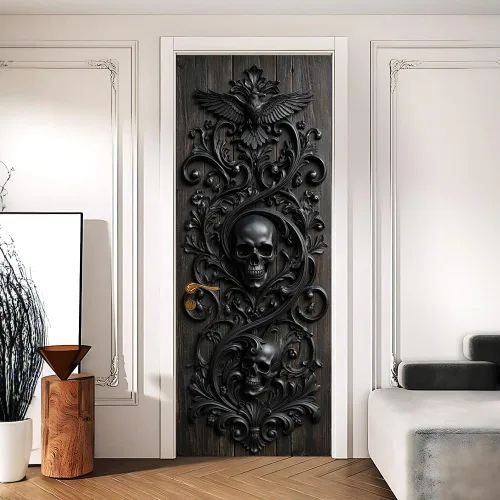 Miniatura 16 de Enchanted Secret - Mural para puerta de jardín, despegar y pegar, cubiertas decorativas de puerta de arco floral talladas vintage, adhesivo