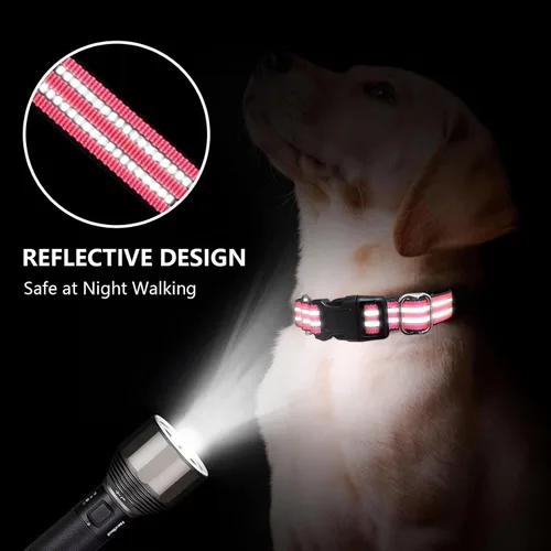 Miniatura 2 de Martingale - Collar para perro, collar reflectante ajustable de nailon con hebilla de liberación rápida (rosa intenso, talla L)
