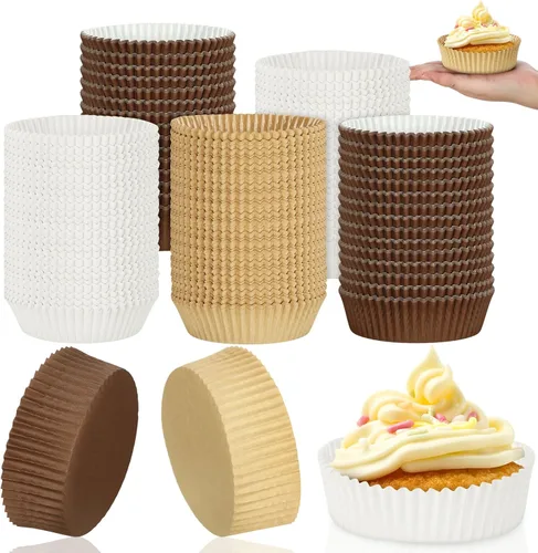 Miniatura 9 de Uiifan - Moldes desechables redondos para cupcakes, moldes de papel para hornear, envoltorios de papel para cupcakes, moldes de papel aptos