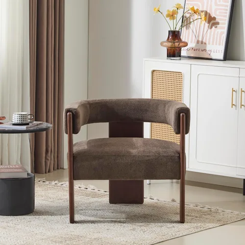 Miniatura 14 de Christopher Knight Home Nettie - Silla decorativa moderna para sala de estar, sofá individual de tela Boucle con marco de madera, cómoda silla