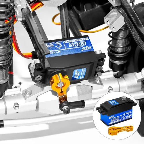 Miniatura 2 de GOUPRC Servo de perfil bajo de 44.1 lbs de alto par de engranaje de metal servo digital con brazo de metal 25T para 1/8 1/10 1/12 RC modelo DIY