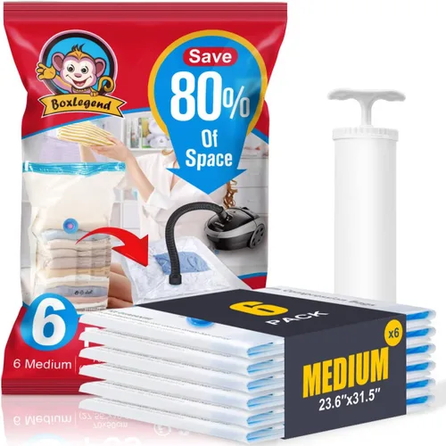 Miniatura 11 de BoxLegend Bolsas de almacenamiento al vacío con bomba de mano grande, 12 combinados (3 jumbo, 3 grandes, 3 medianas, 3 pequeñas) bolsas gruesas