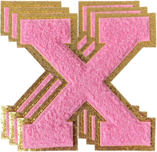 Miniatura 112 de 3 parches de números de chenilla negra, tamaño grande de 4-1/2" parches de números para planchar, parches universitarios para ropa, 8" Borde oro rosa