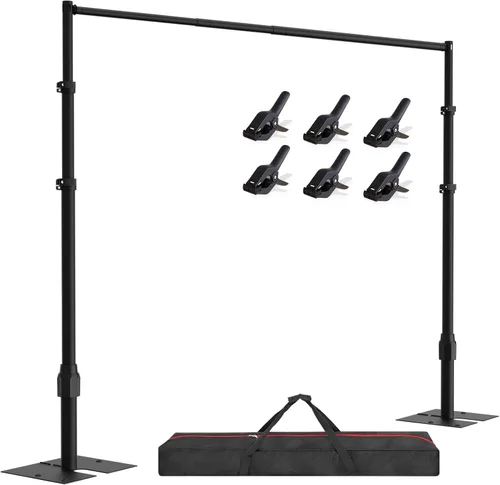 EMART Soporte de fondo resistente de 10 x 10 pies, kit de fotografía de fondo para fotos de tuberías y cortinas, marco de metal ajustable con base