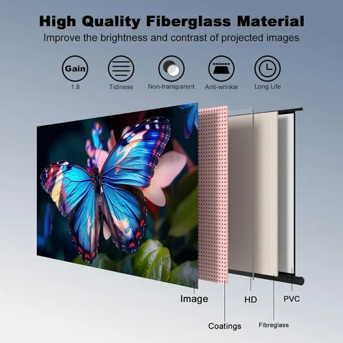 Miniatura 3 de Pantalla de proyector para exteriores con trípode de soporte, pantalla de proyector portátil retráctil para interiores, pantalla de proyección