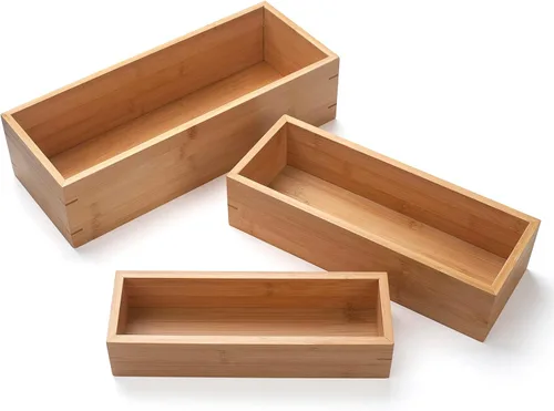 Miniatura 3 de Cesta de baño de bambú de 3 piezas, organizador de baño de madera, bandeja de madera para encimera de tanque de inodoro, decoración del hogar, caja