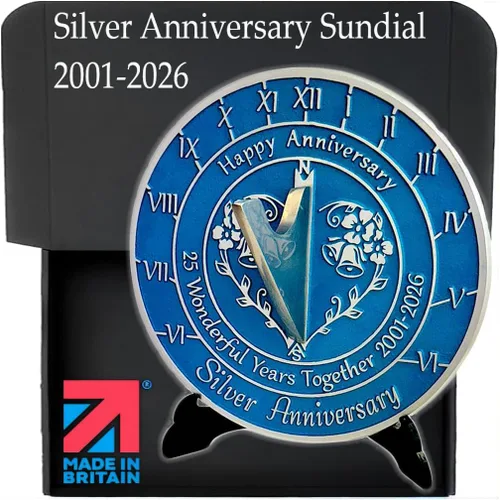 Miniatura 11 de Regalo de reloj de sol de aniversario para el 25 aniversario de boda de plata en 2025 – Decoración del hogar de metal reciclado o idea de regalo