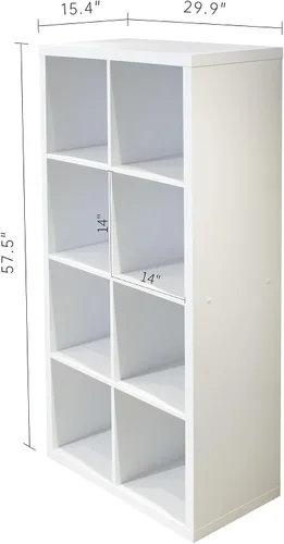 Miniatura 2 de Estantería para libros de 8 cubos, organizador de almacenamiento de cubos de nogal, estantería abierta para aula, sala de juegos para niños, rincón
