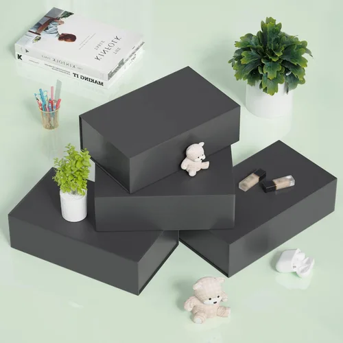 Miniatura 7 de RYDDOY Caja de Regalo Negra, 9.5x6x3'' Cajas de Regalo para Regalos con Tapas Cierre Magnético Rectangular Plegable para Caja de Propuesta
