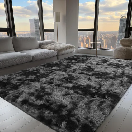 Miniatura 82 de Zentavio Alfombras de área para sala de estar, alfombras grises para dormitorio, alfombra de 4 x 6, alfombra mullida, peluda y suave, shag estética