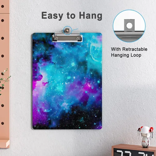Miniatura 5 de Bonito portapapeles con diseño de madera A4 decorativo tamaño carta para oficina, tamaño estándar 9 x 12.5 pulgadas con clip de metal de perfil