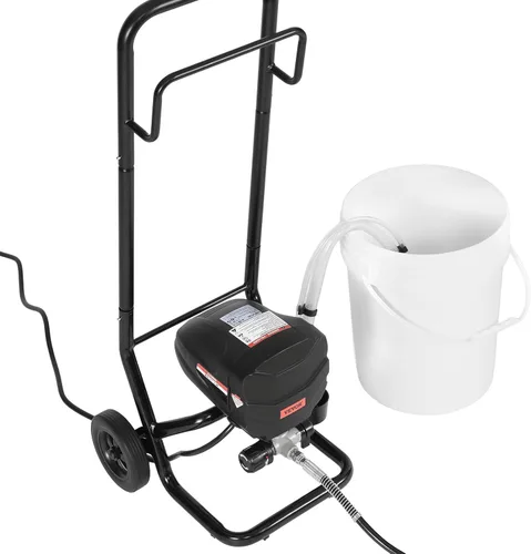 Miniatura 9 de VEVOR Pulverizador de pintura sin aire, 650 W, 3000 PSI de alta presión sin aire con carro, cepillo de limpieza, manguera, barra de extensión